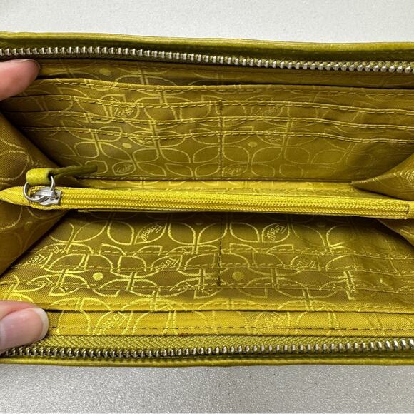 Fossil Green Leather Marlow Maddox Zip Clutch Wallet Boho Classic - Picture 3 of 9